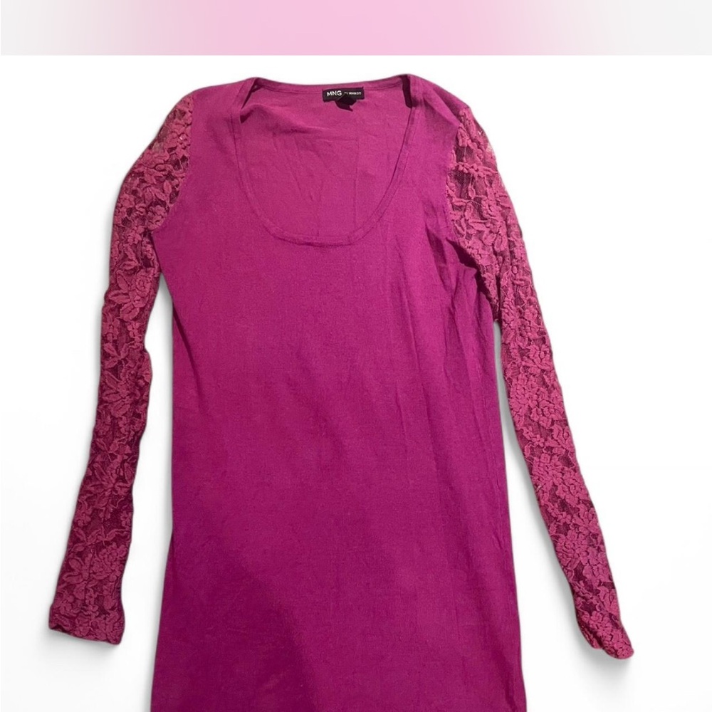 Vintage Mango Purple Lace Sleeve Women's Top